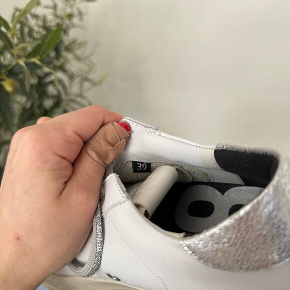 P448 John Molly Low Top Lace Up Leather Sneakers Coyote White 39 - Picture 9 of 9